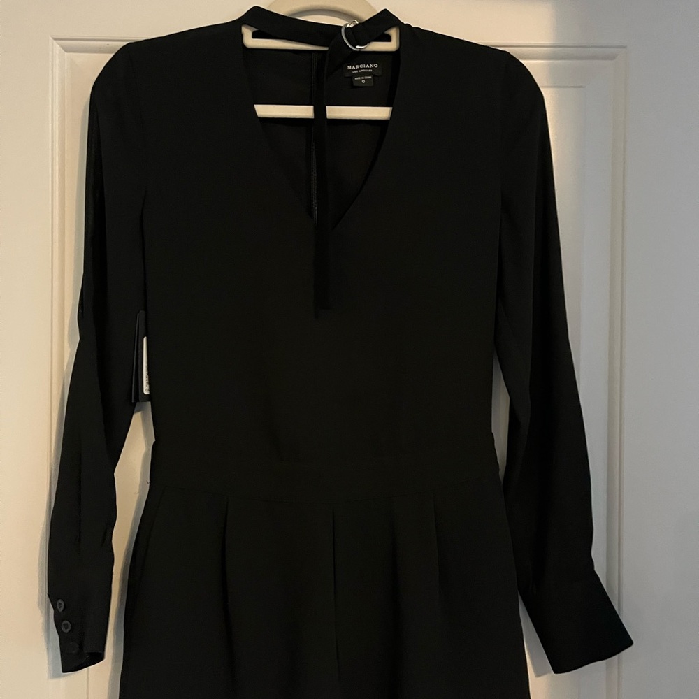 Marciano Elegant Black V-Neck Long Sleeve romper